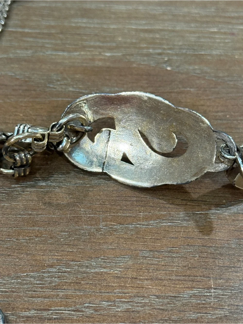 Vintage womens size M silver tone chunky chain 90s style belt